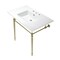 Fauceture KVPB37227W8BB 37-Inch Console Sink with Brass Legs (8-Inch, 3 Hole), White/Brushed Brass KVPB37227W8BB - alternate 1
